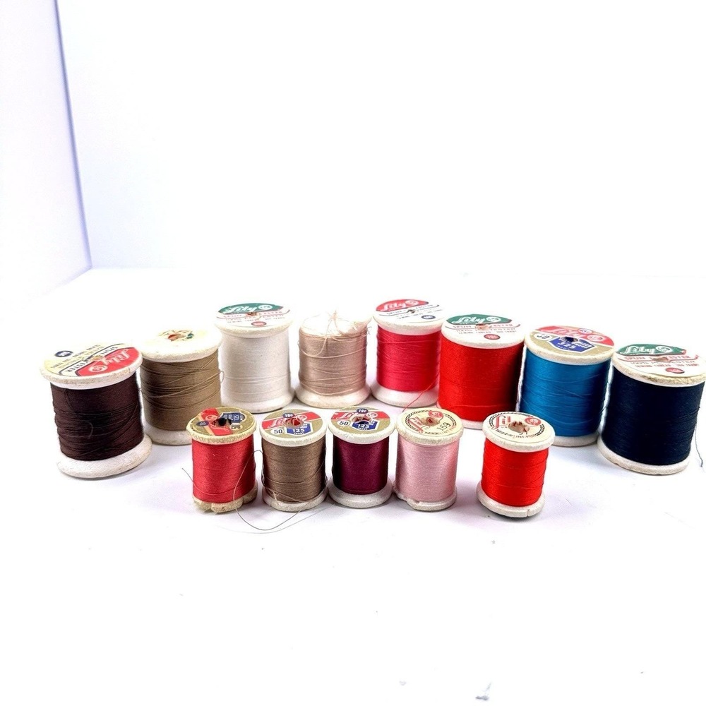 Vintage Lily Thread Lot Styrofoam Spools‎ Quilting Sewing Multi Color